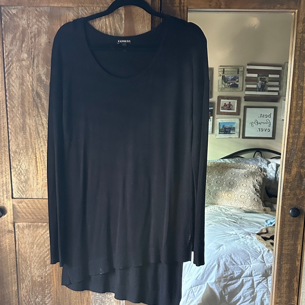 Express Elegant Black Long Sleeve Sweater Top
